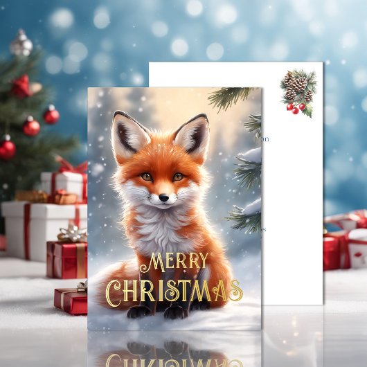 Christmas Red Fox Folien Feiertagskarte