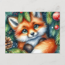Christmas Red Fox Postcard Postkarte