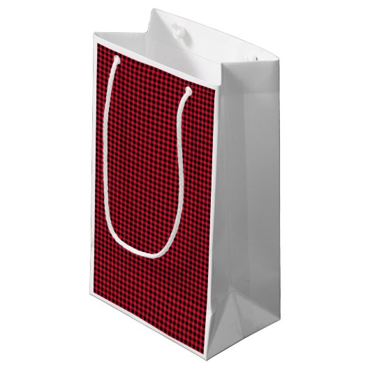 Christmas Red Gingham Karo Pattern Classic Kleine Geschenktüte (Vorderseite Schrägansicht)