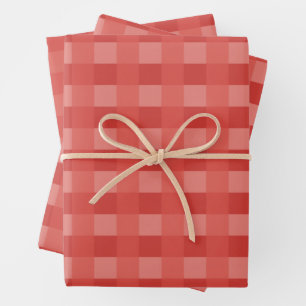 Christmas Red Gingham Pattern Checked Geschenkpapier Set