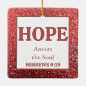Christmas Red Glitzer Bible Verse Hope Keramikornament (Rückseite)
