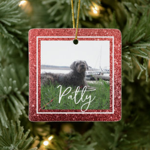 Christmas Red Glitzer Bible Verse Hope Keramikornament