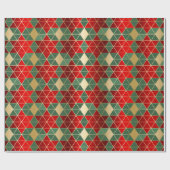 Christmas Red Gold Green Geometric Muster Geschenkpapier (Flach)