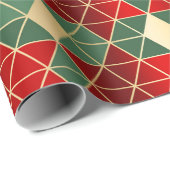 Christmas Red Gold Green Geometric Muster Geschenkpapier (Rolleneckpunkt)