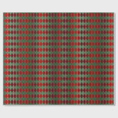 Christmas Red Gold Green Harlequin Geschenkpapier (Flach)