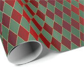 Christmas Red Gold Green Harlequin Geschenkpapier (Rolleneckpunkt)