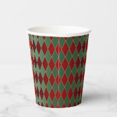 Christmas Red Gold Green Harlequin Pappbecher (Rechts)