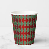 Christmas Red Gold Green Harlequin Pappbecher (Vorderseite)