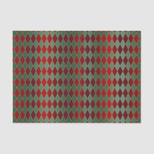 Christmas Red Gold Green Harlequin Seidenpapier (Vorderseite)