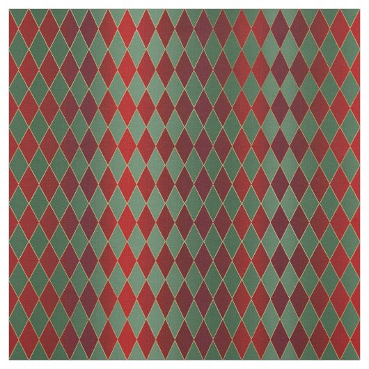 Christmas Red Gold Green Harlequin Stoff (Muster)