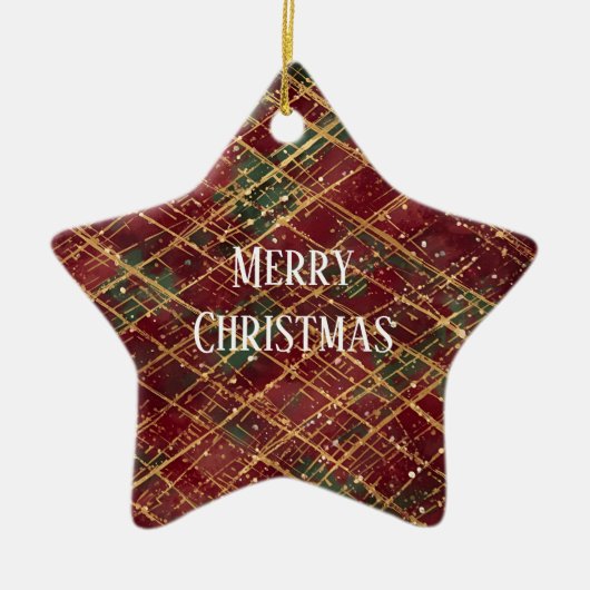 Christmas, Red Gold Green ,White Merry Christmas Keramik Ornament (Vorne)