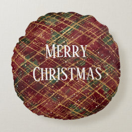 Christmas, Red Gold Green ,White Merry Christmas Rundes Kissen