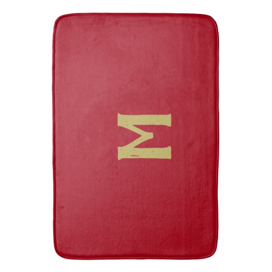 Christmas Red Gold Monogram Badematte (Vorderseite Vertikal)