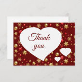 Christmas Red Gold Ornaments Vielen Dank Dankeskarte (Vorne/Hinten)