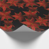 Christmas Red Gold Poinsettia Watercolor Geschenkpapier (Ecke)