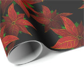 Christmas Red Gold Poinsettia Watercolor Geschenkpapier (Rolleneckpunkt)