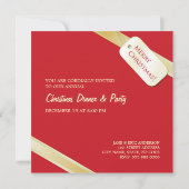 Christmas Red Golden Bow Party Einladung (Rückseite)