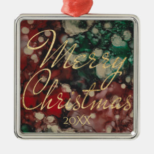 Christmas Red, Green, and Golds Ornament Aus Metall