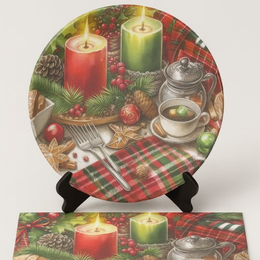 Christmas Red & Green Candlelight with Cookies Seidenpapier