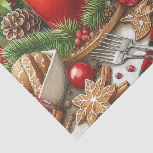 Christmas Red & Green Candlelight with Cookies Seidenpapier (Ausschnitt)