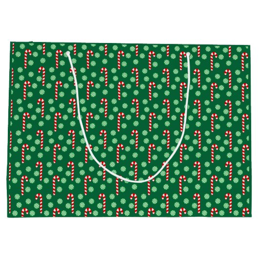 Christmas Red Green Candy Cane Große Geschenktüte (Rückseite)