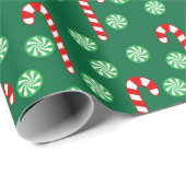 Christmas Red Green Candy Canes Geschenkpapier (Rolleneckpunkt)