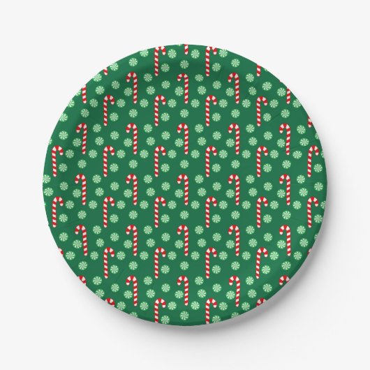 Christmas Red Green Candy Canes Pappteller (Vorderseite)