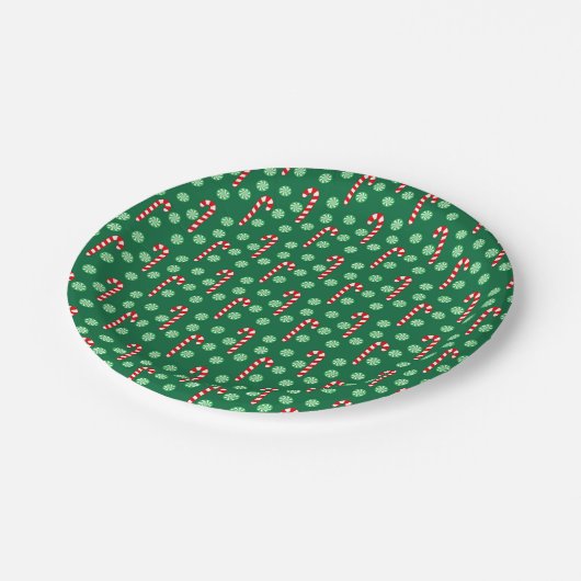 Christmas Red Green Candy Canes Pappteller (Schrägansicht)