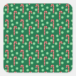 Christmas Red Green Candy Canes Quadratischer Aufkleber