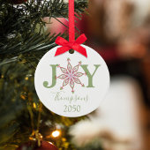 Christmas Red Green Foto Joy Typografy Keramik Ornament