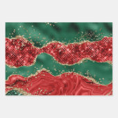 Christmas Red Green Glitzer Agate Geschenkpapier Set (Vorderseite 3)