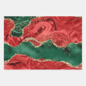Christmas Red Green Glitzer Agate Geschenkpapier Set (Vorderseite 2)