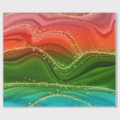 CHRISTMAS RED GREEN & GOLD ABSTRAKTE WIRBEL GESCHENKPAPIER (Flach)