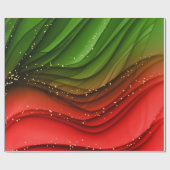 CHRISTMAS RED GREEN & GOLD ABSTRAKTE WIRBEL GESCHENKPAPIER (Flach)