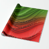 CHRISTMAS RED GREEN & GOLD ABSTRAKTE WIRBEL GESCHENKPAPIER (Ungerollt)