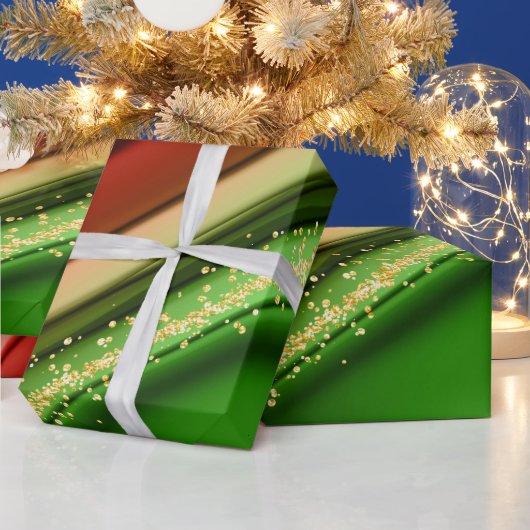 CHRISTMAS RED GREEN & GOLD ABSTRAKTE WIRBEL GESCHENKPAPIER (Feiertage)