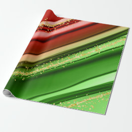 CHRISTMAS RED GREEN & GOLD ABSTRAKTE WIRBEL GESCHENKPAPIER