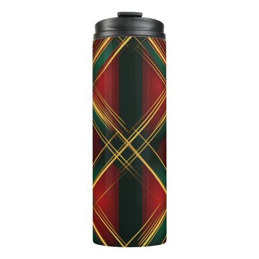 CHRISTMAS RED GREEN GOLD FERIENURLAUB KARIERT PATT THERMOSBECHER (Vorderseite)