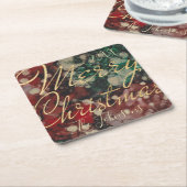 Christmas Red Green Gold Rechteckiger Pappuntersetzer (angewinkelt)