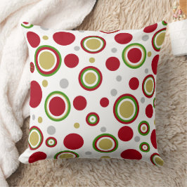 Christmas Red Green Gold Silver Polka Dots Kissen