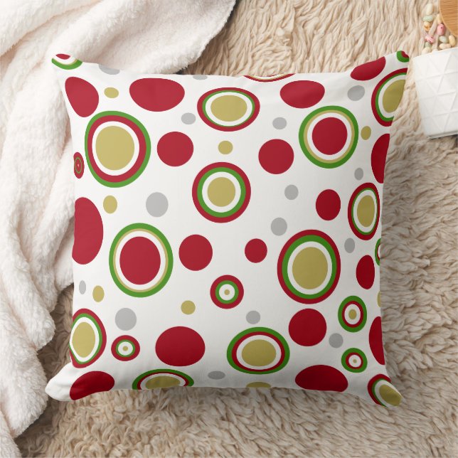 Christmas Red Green Gold Silver Polka Dots Kissen (Decke)