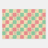 CHRISTMAS RED GREEN GOLD URLAUB PATTERNS GESCHENKPAPIER SET (Vorderseite 2)