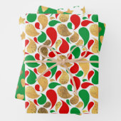 CHRISTMAS RED GREEN GOLD URLAUB PATTERNS GESCHENKPAPIER SET (Beispiel)