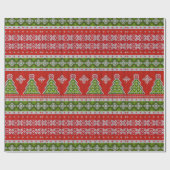 Christmas Red Green Holidays Trendy Geschenkpapier (Flach)