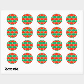 Christmas Red Green Interlocking OgePattern Runder Aufkleber (Blatt)