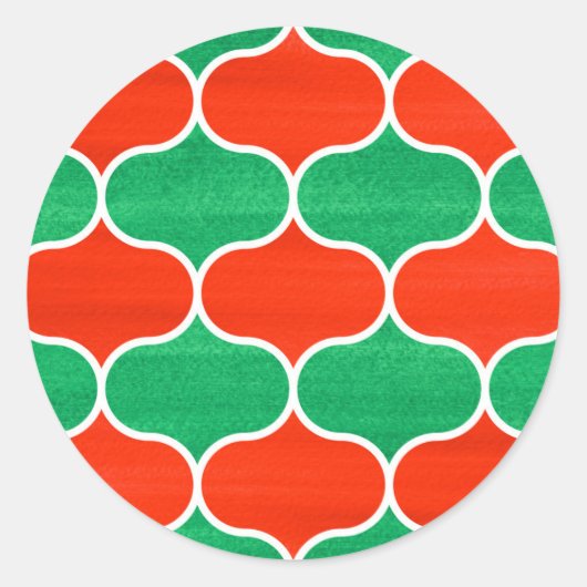 Christmas Red Green Interlocking OgePattern Runder Aufkleber (Vorderseite)