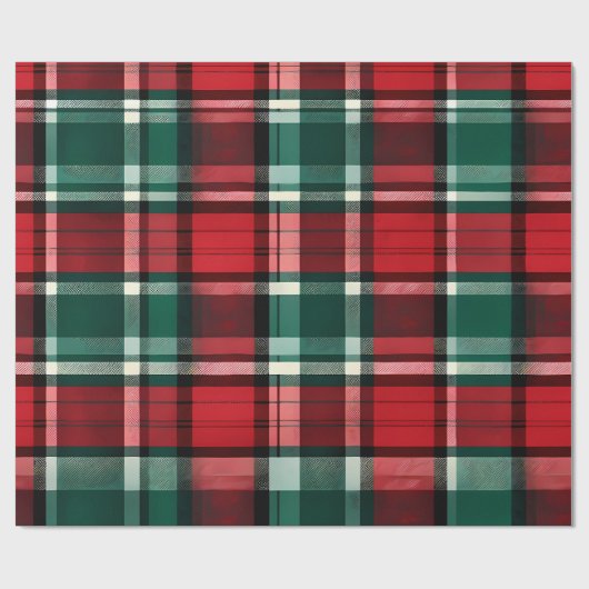 Christmas Red Green Kariert Geschenkpapier (Flach)