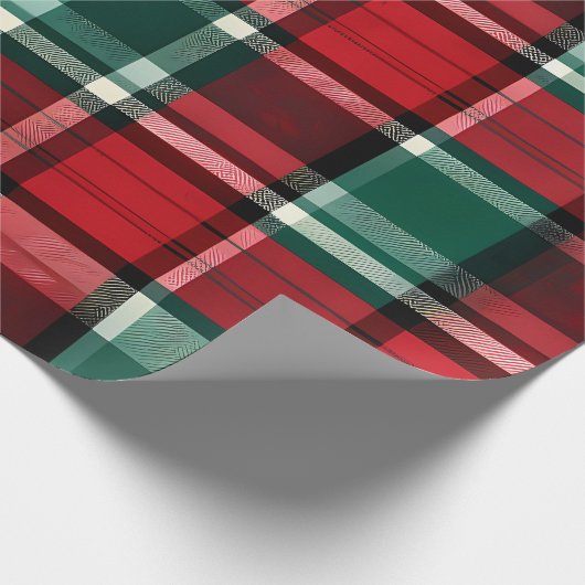 Christmas Red Green Kariert Geschenkpapier (Ecke)