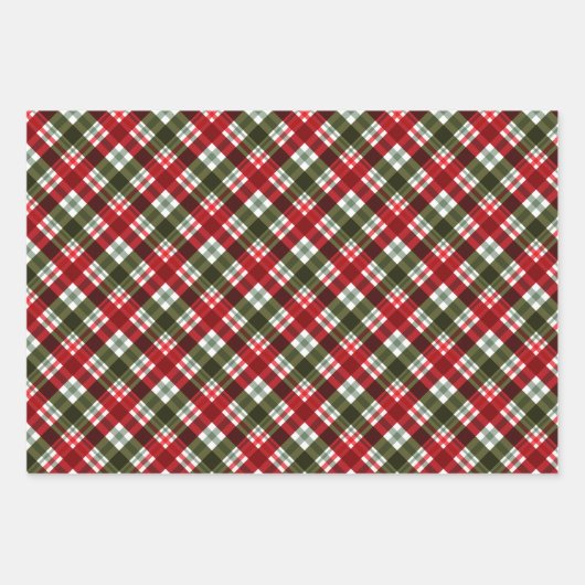 Christmas Red Green Kariert Geschenkpapier Set (Vorderseite)