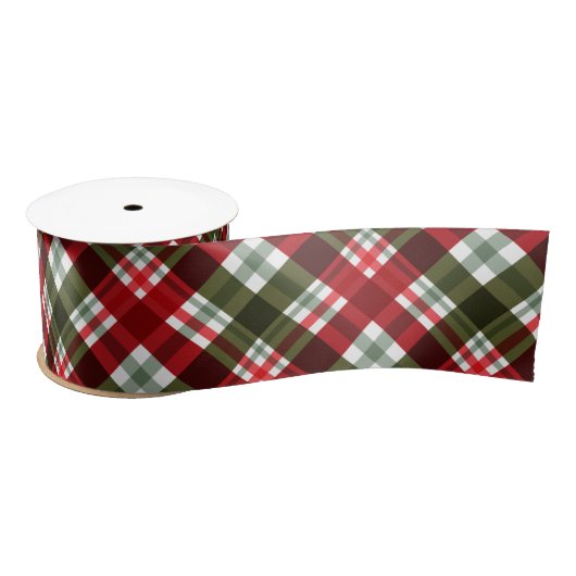 Christmas Red Green Kariert Satinband (Spule)